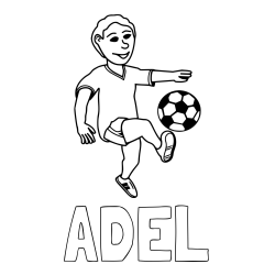 Online izdelana pobarvanka - Pobarvanka imena ADEL in pobarvanka nogometaša, ki brca žogo