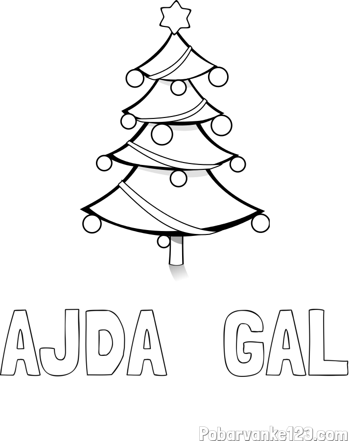 Pobarvanka imena AJDA   GAL in božična smreka