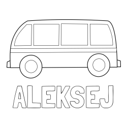 Online izdelana pobarvanka - Pobarvanka imena ALEKSEJ in avtobus