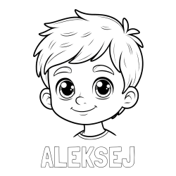 Online izdelana pobarvanka - Pobarvanka imena ALEKSEJ in pobarvanka obraza fanta