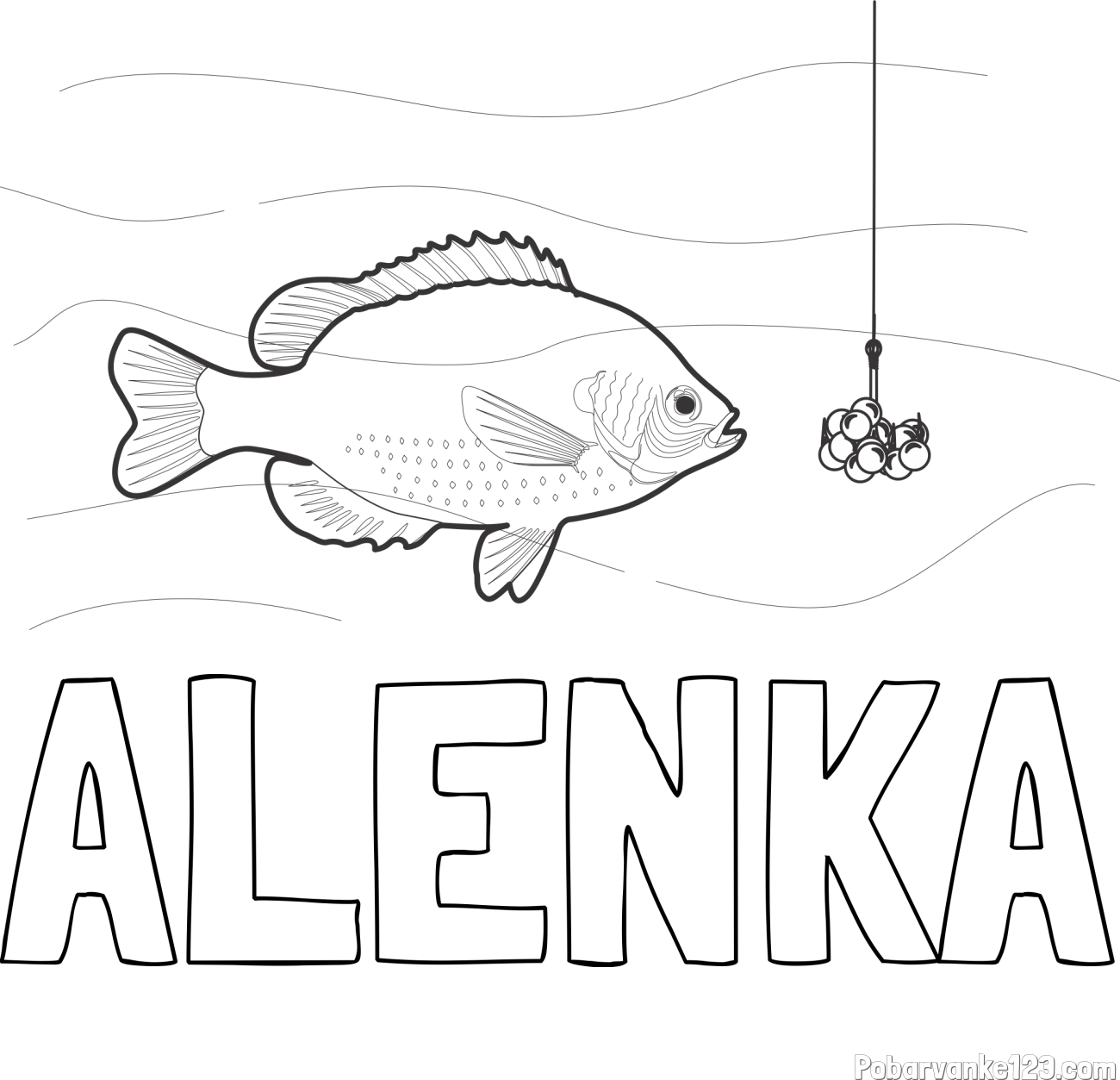 Pobarvanka imena ALENKA in pobarvanka velike ribe