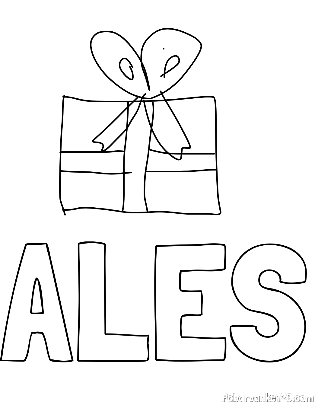 Pobarvanka imena ALEŠ in darilo