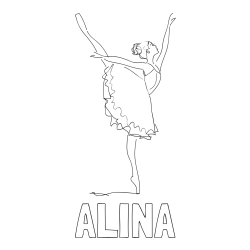 Online izdelana pobarvanka - Pobarvanka imena ALINA in pobarvanka ljubke baletke