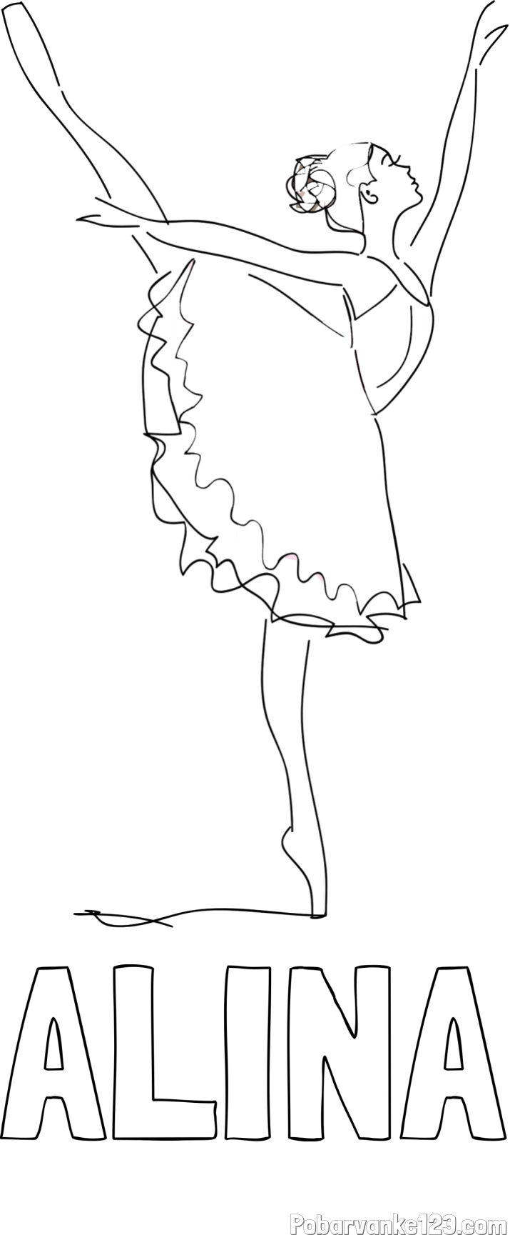 Pobarvanka imena ALINA in pobarvanka ljubke baletke