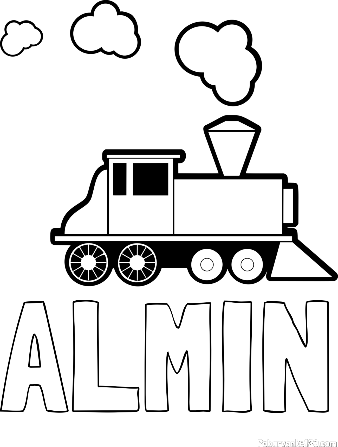 Pobarvanka imena ALMIN in pobarvanka parne lokomotive