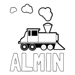 Online izdelana pobarvanka - Pobarvanka imena ALMIN in pobarvanka parne lokomotive