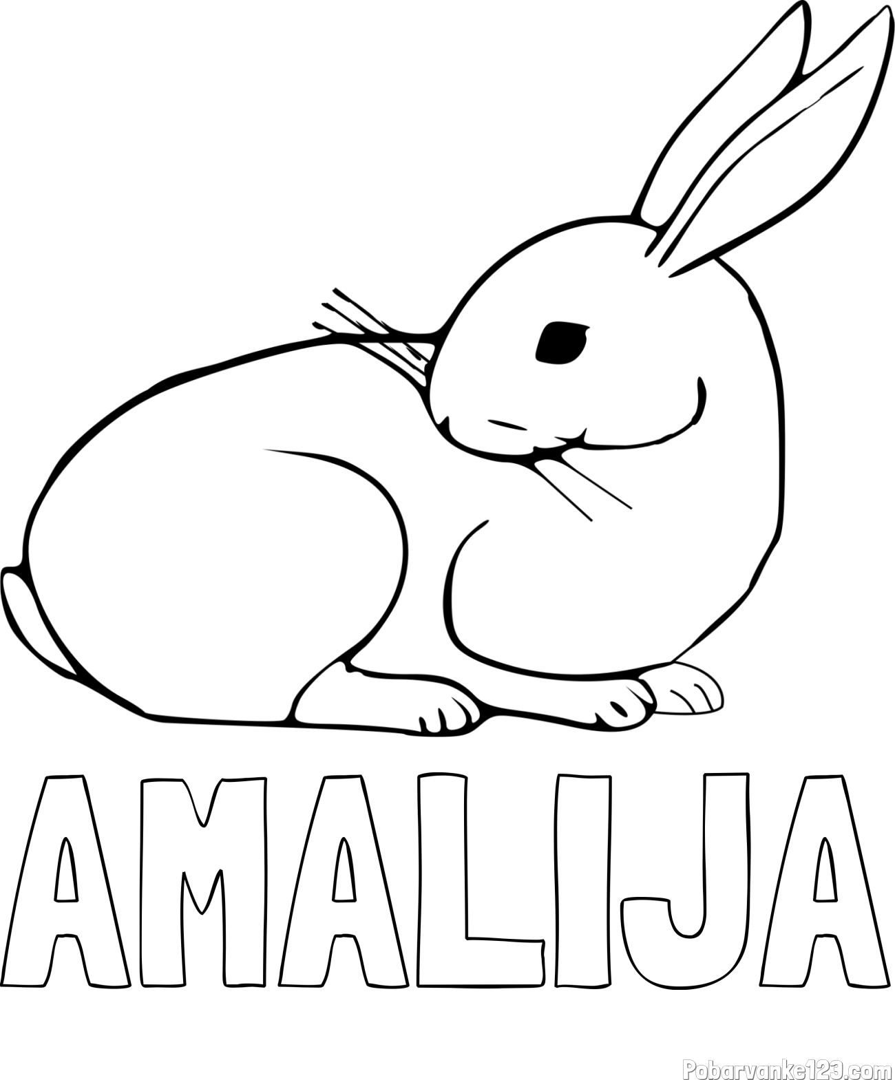 Pobarvanka imena AMALIJA in pobarvanka zajčka, ki je nekaj opazil