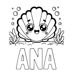 Online izdelana pobarvanka - Pobarvanka imena ANA in pobarvanka nasmejane školjke