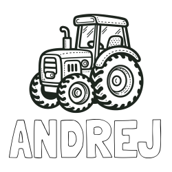 Online izdelana pobarvanka - Pobarvanka imena ANDREJ in pobarvanka čudovitega traktorja