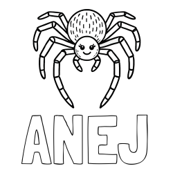 Online izdelana pobarvanka - Pobarvanka imena ANEJ in pobarvanka veselega pajka