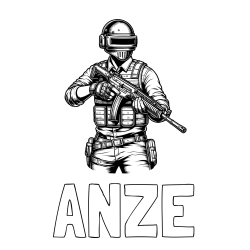 Online izdelana pobarvanka - Pobarvanka imena ANŽE in pobarvanka PUBG osrednjega lika v bojnem položaju