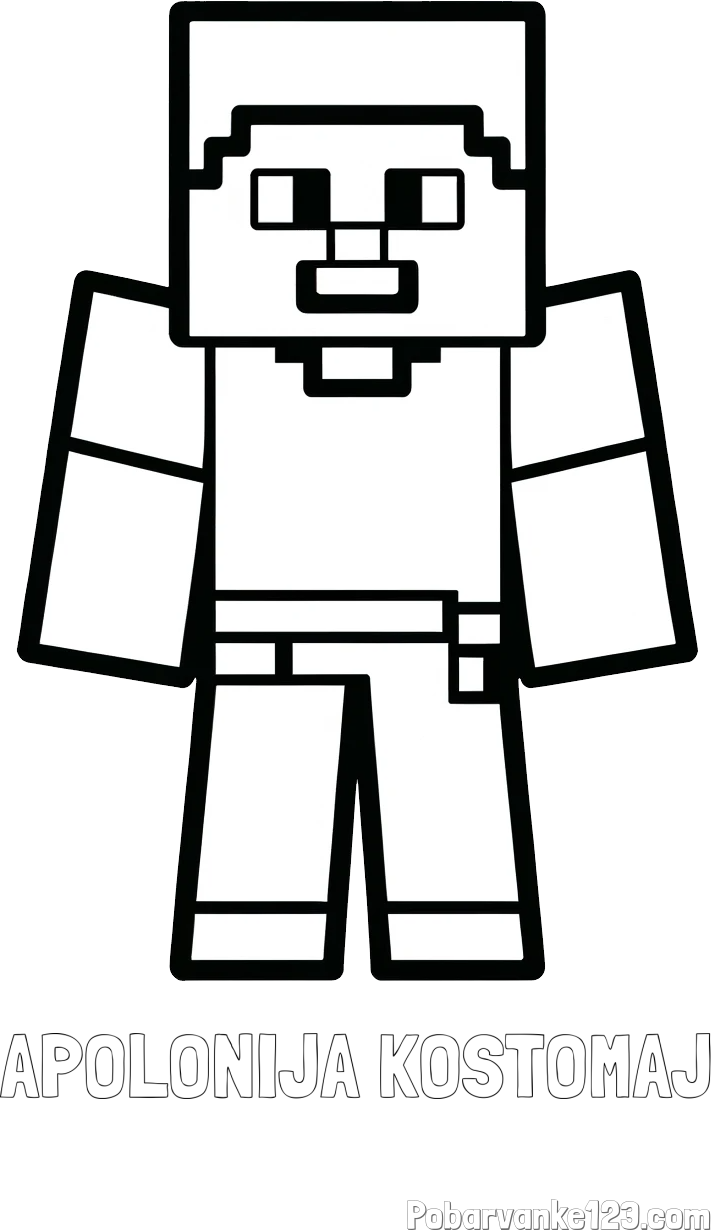 Pobarvanka imena APOLONIJA KOŠTOMAJ in pobarvanka Minecraft figurice