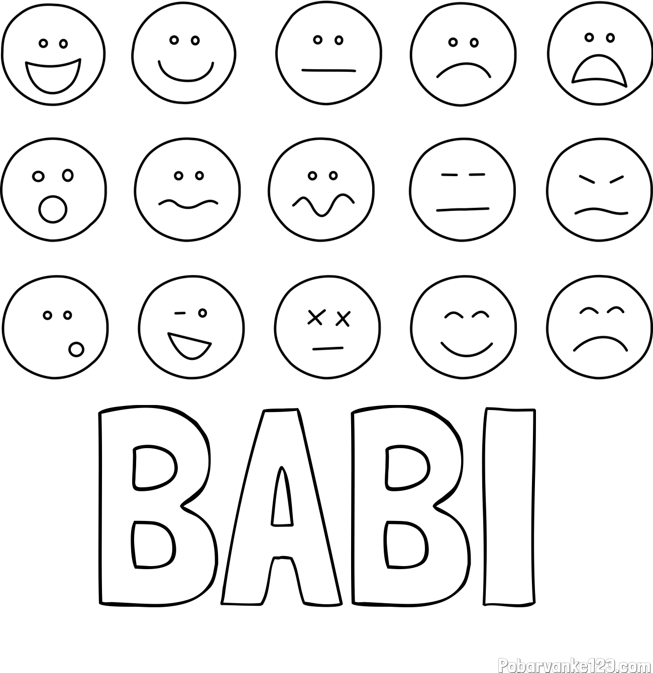Pobarvanka imena BABI in pobarvanka smeškov
