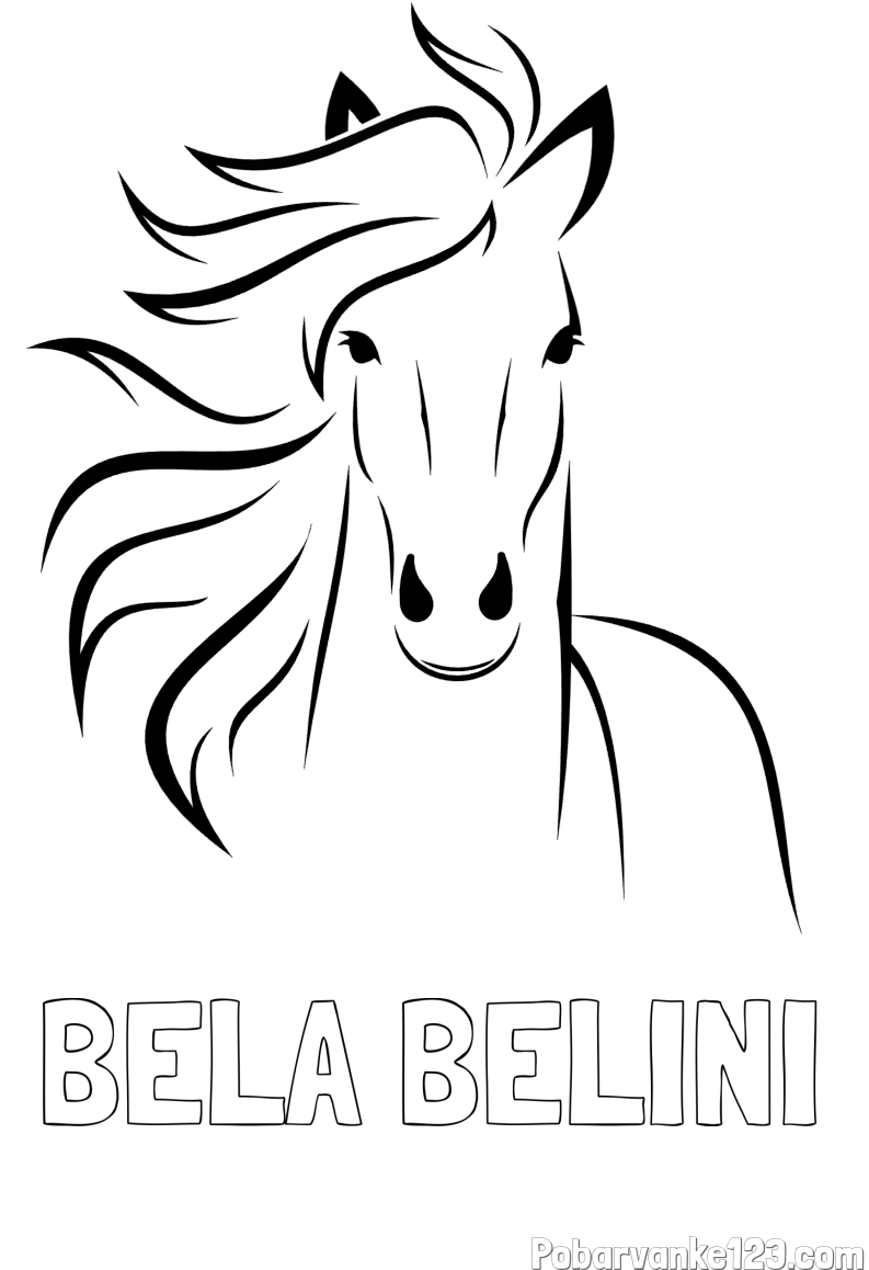 Pobarvanka imena BELA BELINI in lepa pobarvanka konja