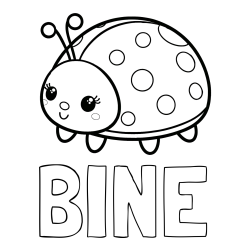 Online izdelana pobarvanka - Pobarvanka imena BINE in pobarvanka ljubke pikapolonice