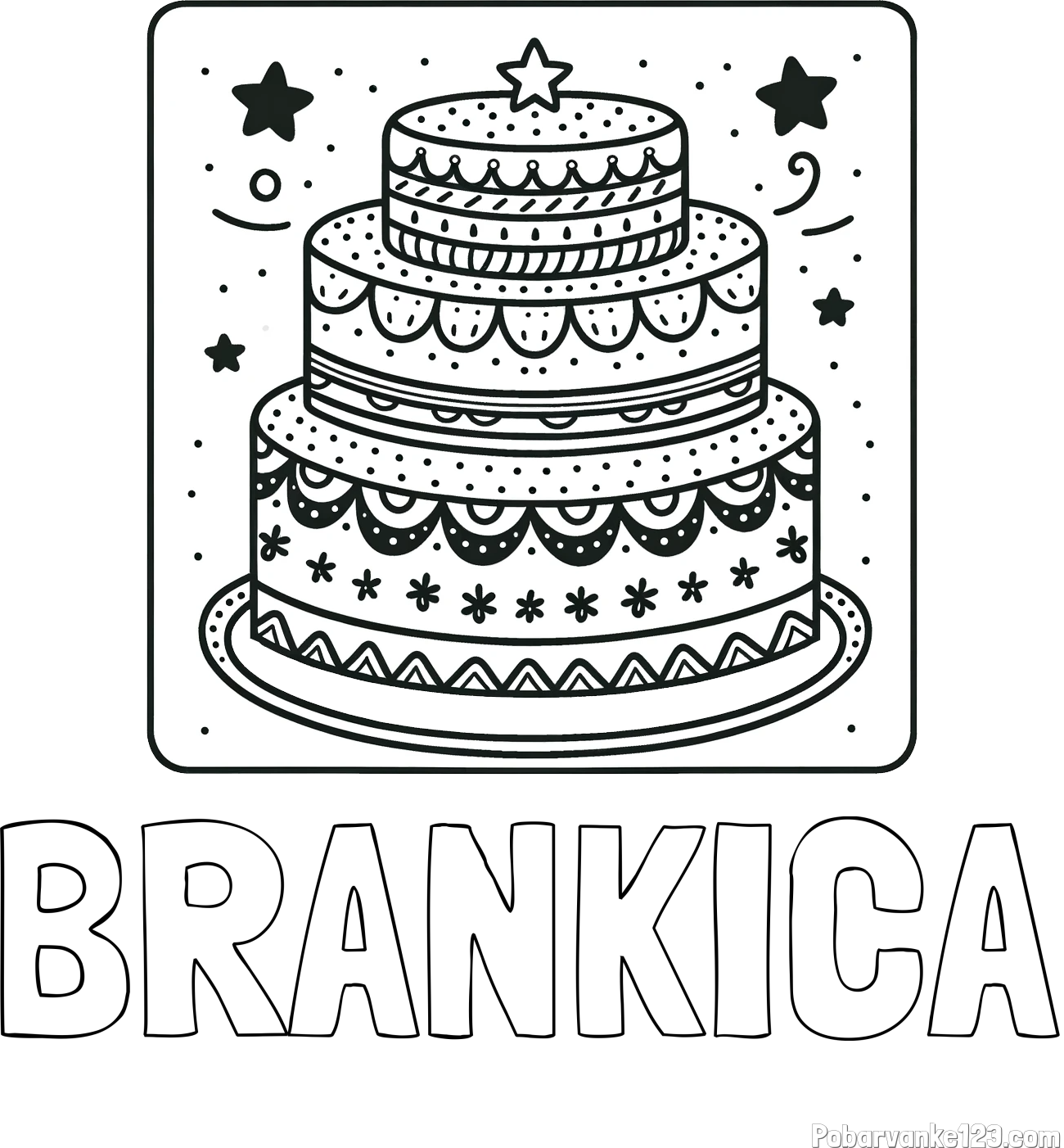 Pobarvanka imena BRANKICA in pobarvanka slastne torte