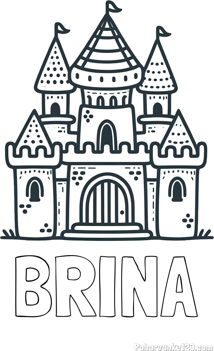 Pobarvanka imena BRINA in otroška pobarvanka gradu