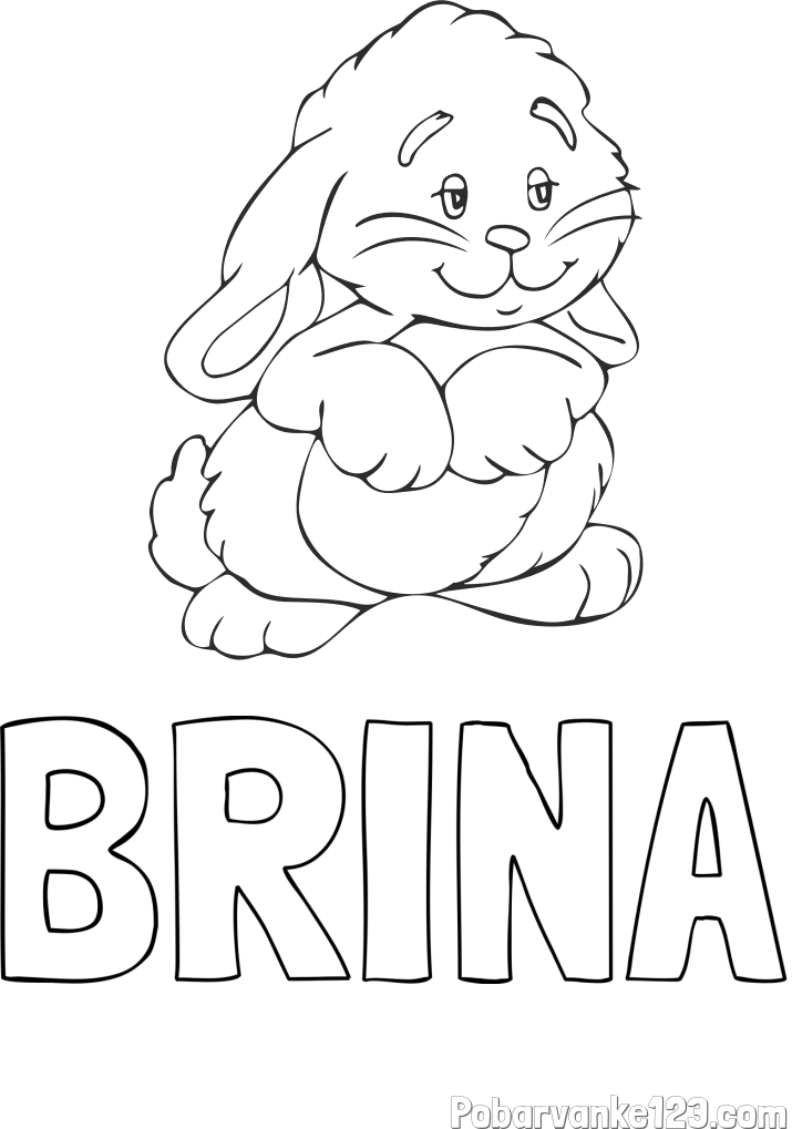 Pobarvanka imena BRINA in pobarvanka zajčka