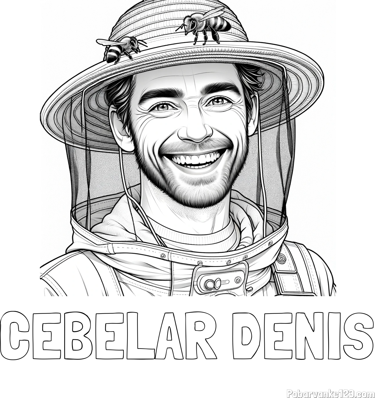 Pobarvanka imena ČEBELAR DENIS in pobarvanka veselega čebelarja