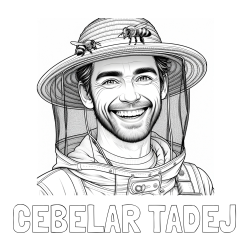 Online izdelana pobarvanka - Pobarvanka imena ČEBELAR TADEJ in pobarvanka veselega čebelarja