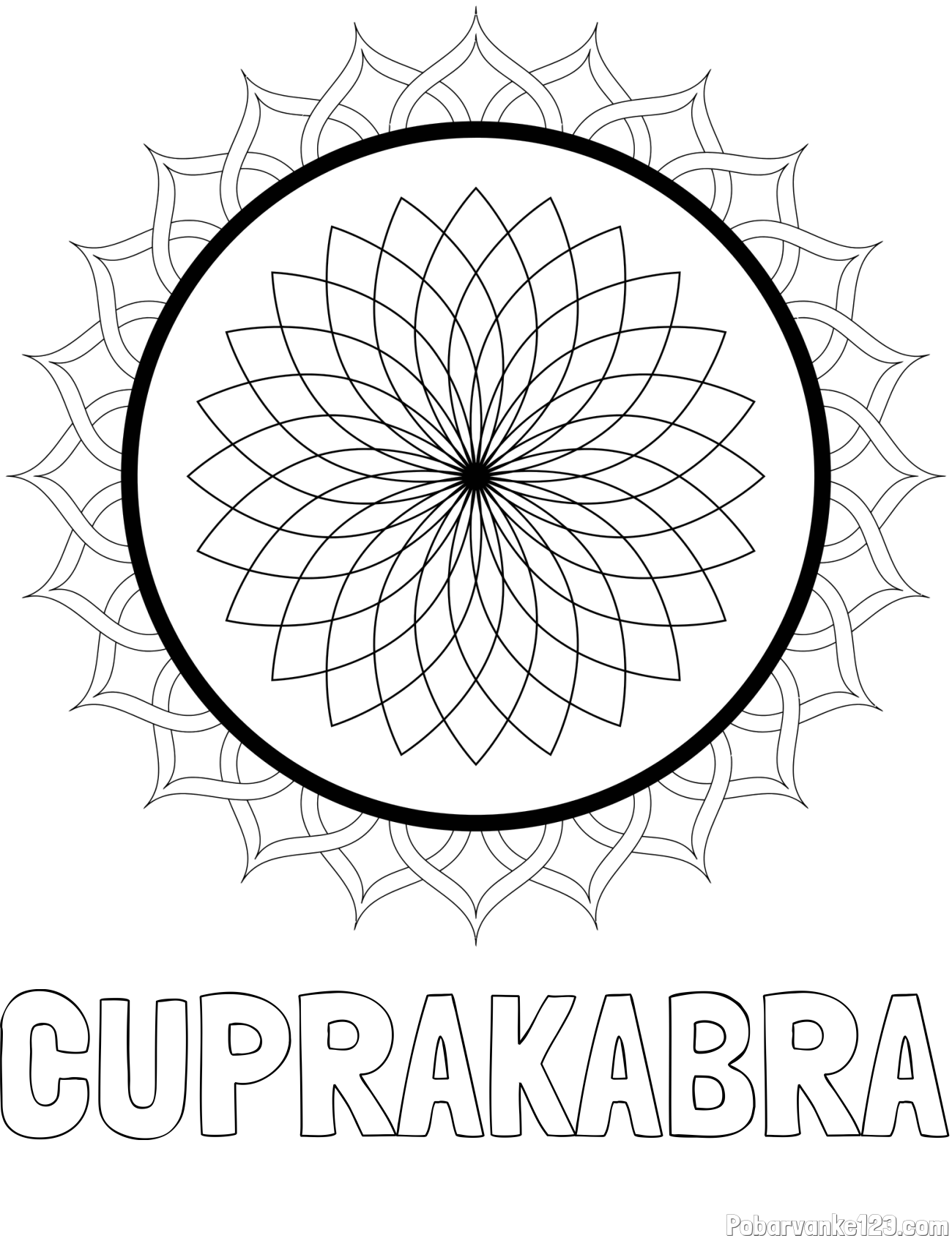 Pobarvanka imena ČUPRAKABRA in pobarvanka mandale 2