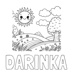 Online izdelana pobarvanka - Pobarvanka imena DARINKA in otroška pobarvanka narave