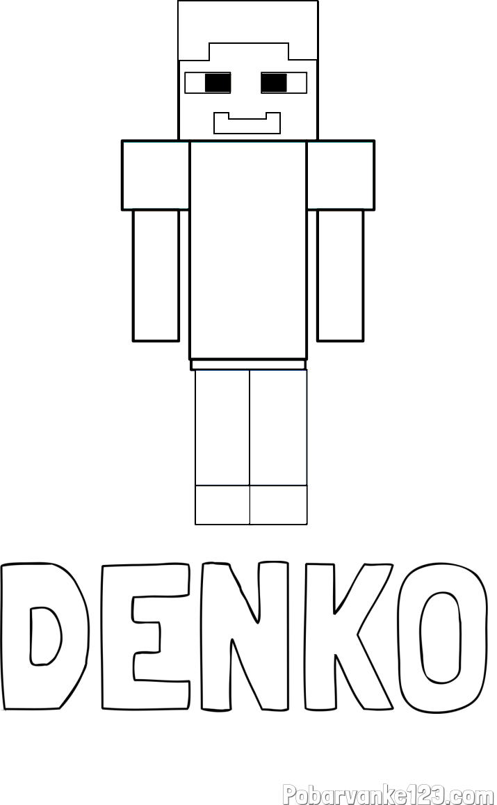 Pobarvanka imena DENKO in pobarvanka Minecraft glavnega junaka