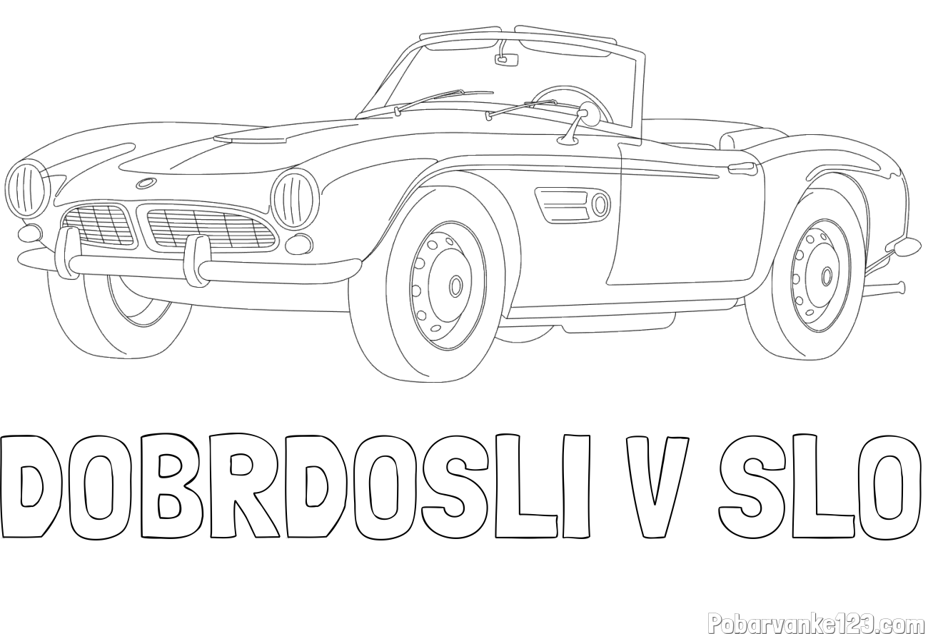 Pobarvanka imena DOBRDOSLI V SLO in pobarvnaka starega BMW