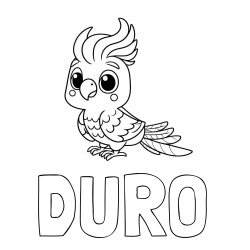 Online izdelana pobarvanka - Pobarvanka imena ĐURO in pobarvanka ljubke papige