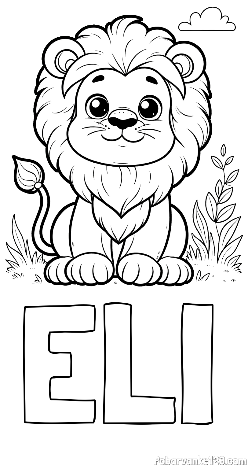 Pobarvanka imena ELI in pobarvanka ljubkega leva