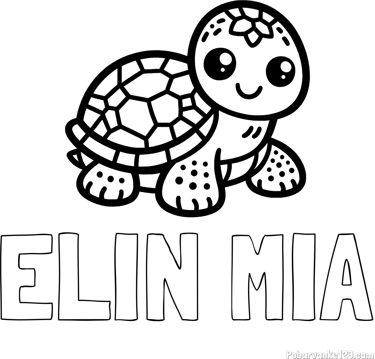 Pobarvanka imena ELIN MIA in otroška pobarvanka želve