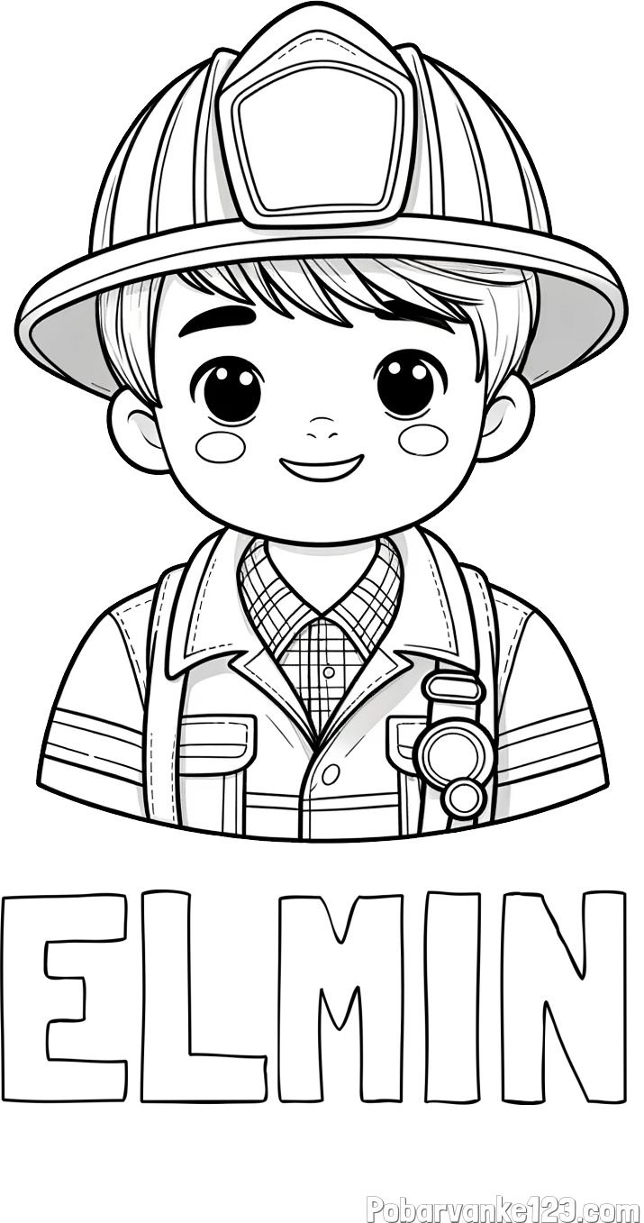Pobarvanka imena ELMIN in pobarvanka mladega gasilca