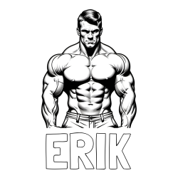 Online izdelana pobarvanka - Pobarvanka imena ERIK in pobarvanka bodybuilder-ja