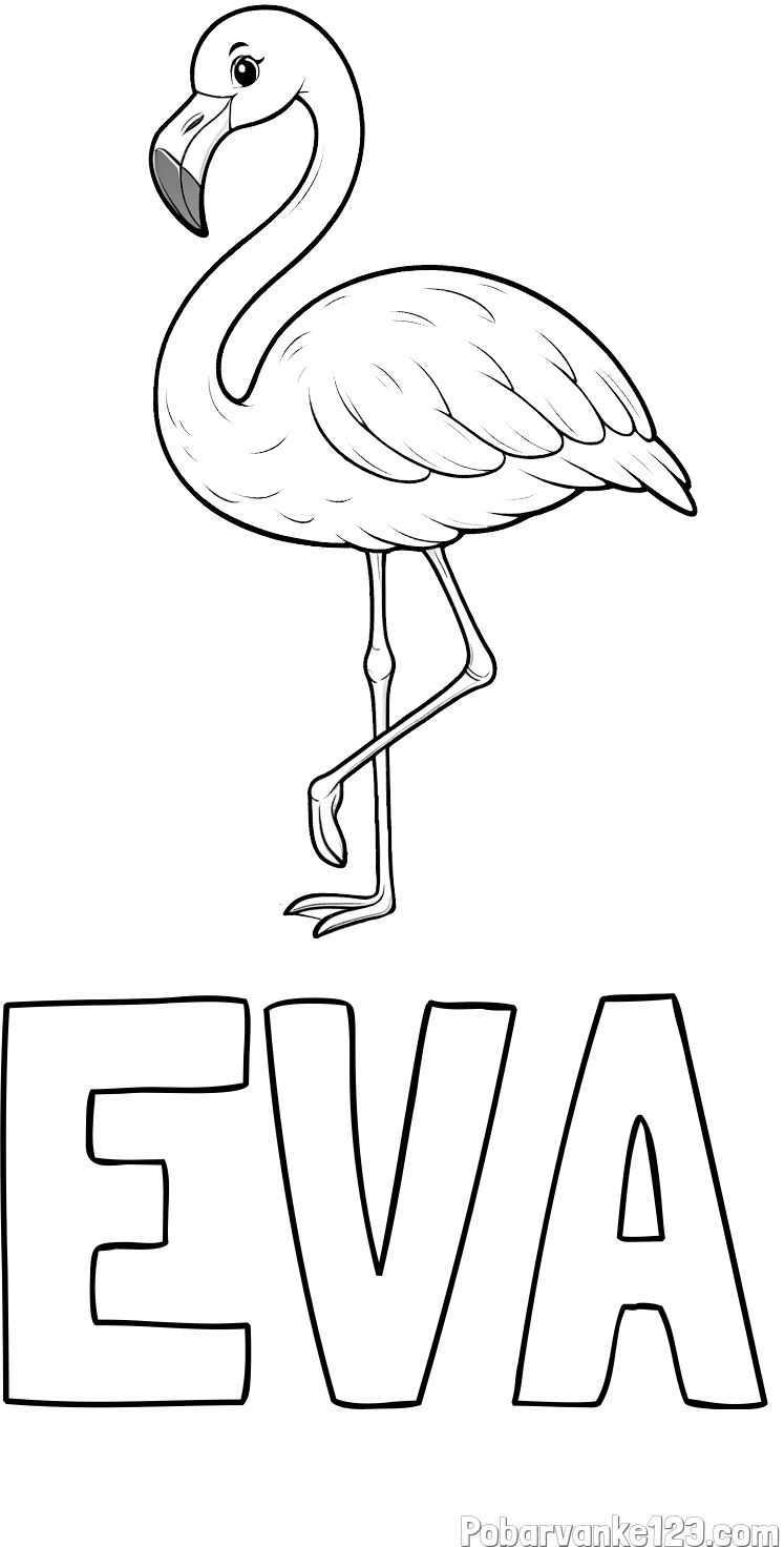 Pobarvanka imena EVA in pobarvanka flaminga
