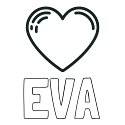 Online izdelana pobarvanka - Pobarvanka imena EVA in pobarvanka lepega srčka