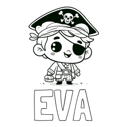 Online izdelana pobarvanka - Pobarvanka imena EVA in pobarvanka nasmejanega gusarja