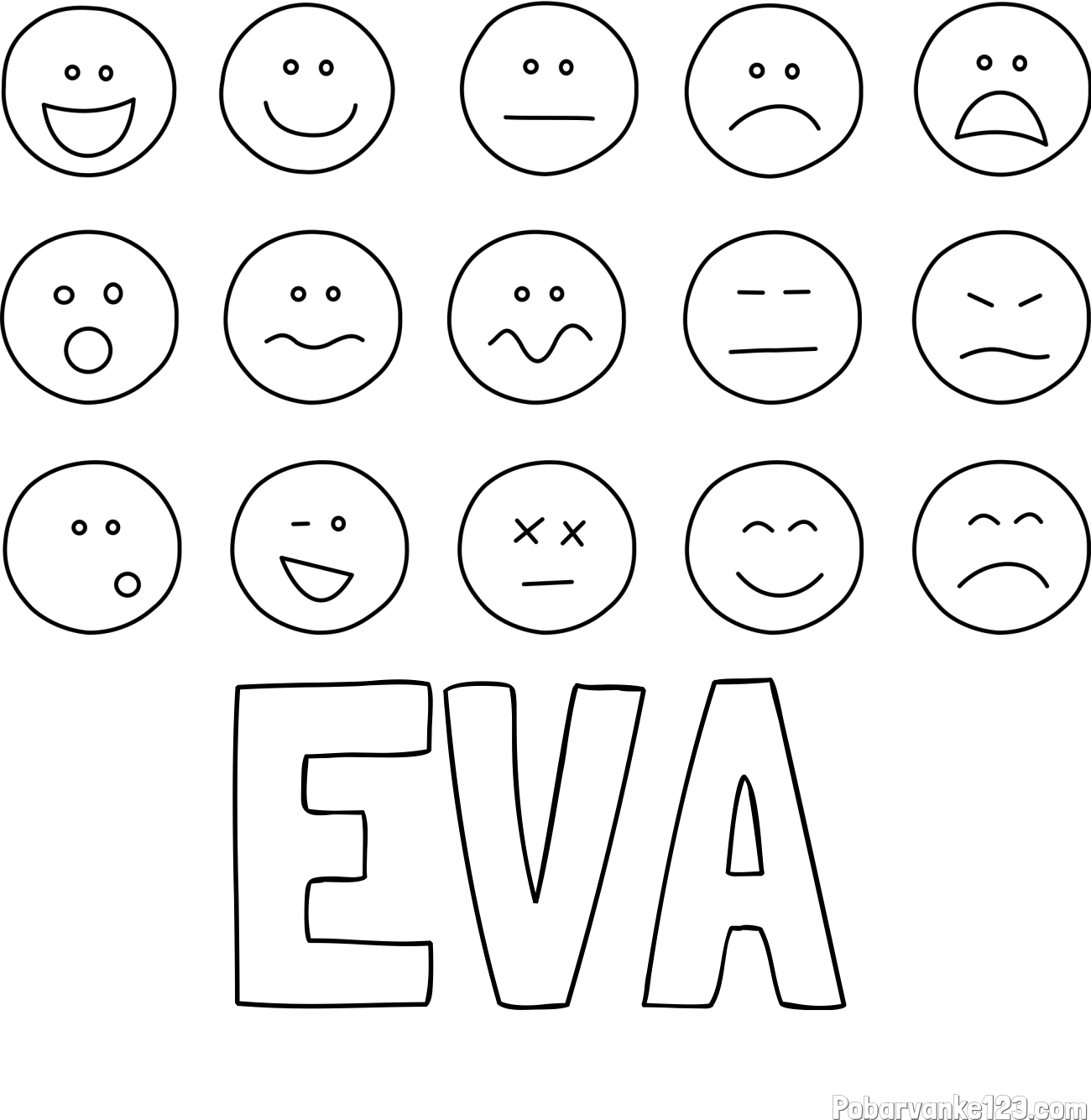 Pobarvanka imena EVA in pobarvanka smeškov