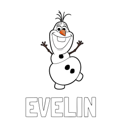 Online izdelana pobarvanka - Pobarvanka imena EVELIN in pobarvanka ljubkega snežaka Olaf