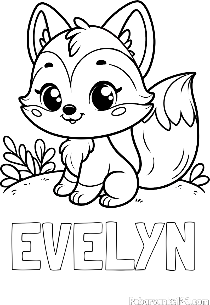 Pobarvanka imena EVELYN in pobarvanka lisičke