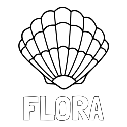 Online izdelana pobarvanka - Pobarvanka imena FLORA in pobarvanka školjke
