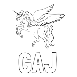 Online izdelana pobarvanka - Pobarvanka imena GAJ in lepa pobarvanka samoroga