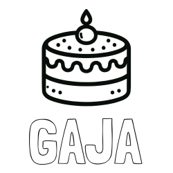 Online izdelana pobarvanka - Pobarvanka imena GAJA in otroška pobarvanka majhne torte