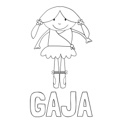 Online izdelana pobarvanka - Pobarvanka imena GAJA in otroška pobarvanka nasmejane baletke