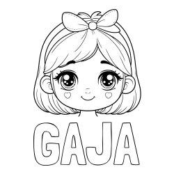 Online izdelana pobarvanka - Pobarvanka imena GAJA in pobarvanka obraza ljubke punčke