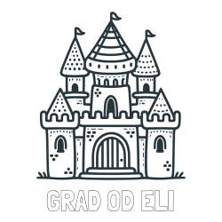 Online izdelana pobarvanka - Pobarvanka imena GRAD OD ELI in otroška pobarvanka gradu