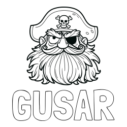 Online izdelana pobarvanka - Pobarvanka imena GUSAR in pobarvanka gusarja