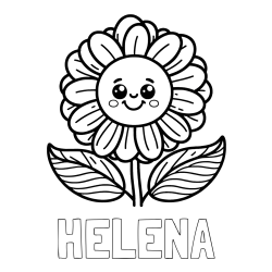 Online izdelana pobarvanka - Pobarvanka imena HELENA in pobarvanka ljubke in nasmejane rože
