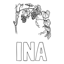 Online izdelana pobarvanka - Pobarvanka imena INA in pobarvanka vinske trte