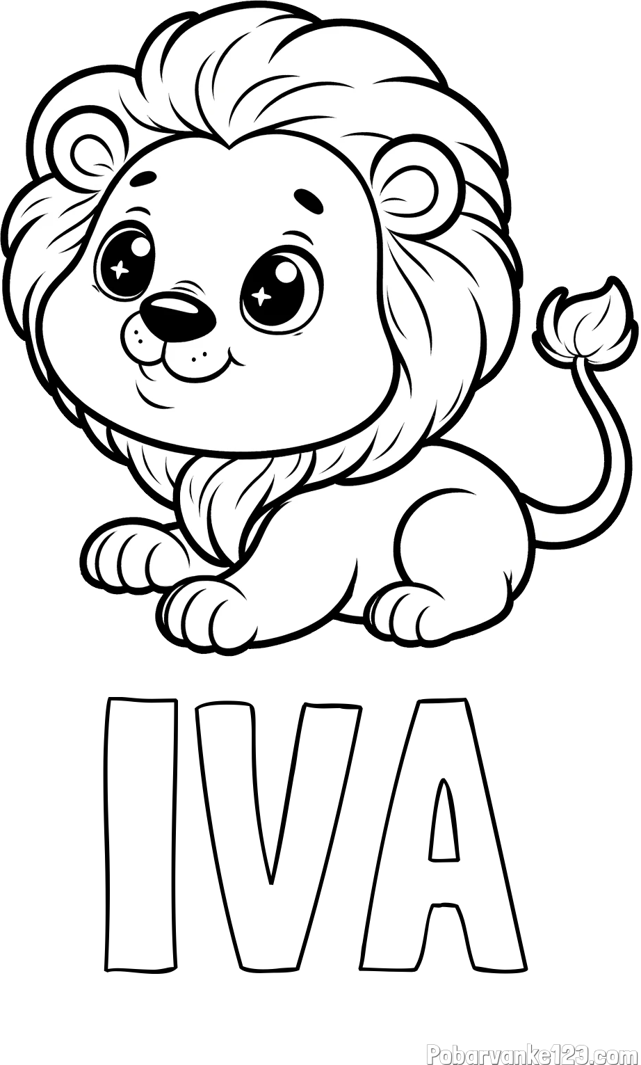 Pobarvanka imena IVA in pobarvanka igrivega levčka