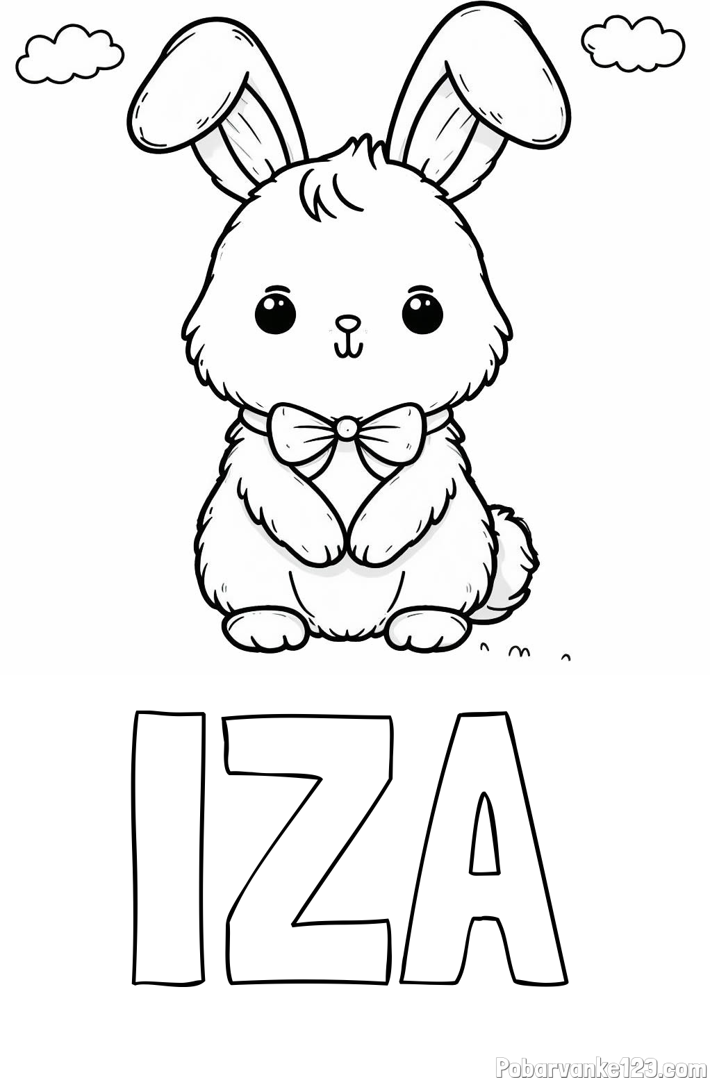 Pobarvanka imena IZA in pobarvanka prikupnega zajčka